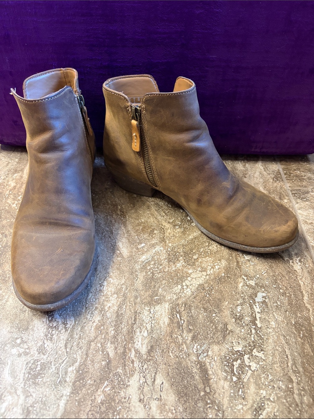 Clarks Brown Leather Side-Zip Ankle Booties